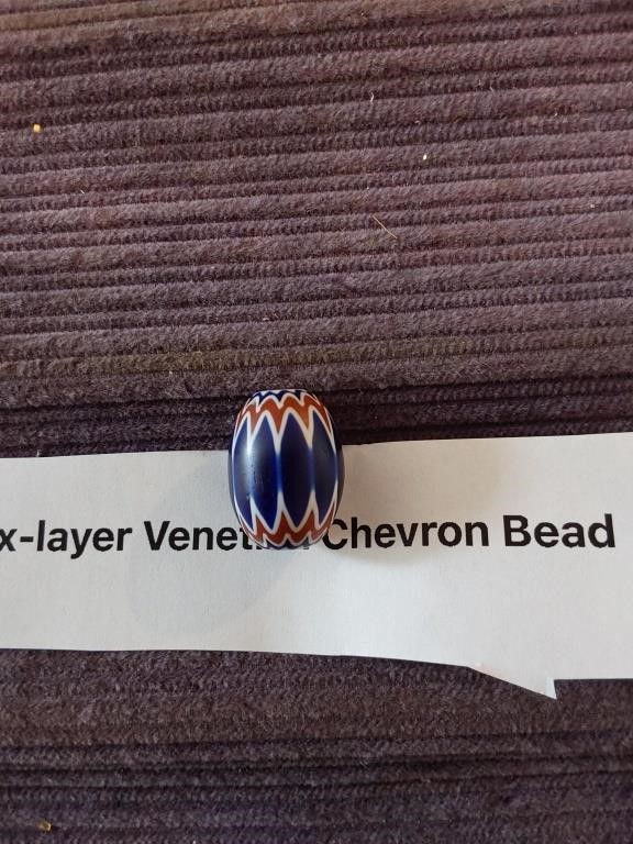 Antique  Six Layer Venetian Chevron Bead