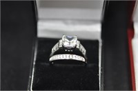 5.14cttw Princess cut white sapphire wedding set