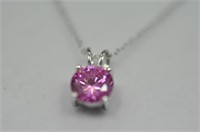 2ct Pink sapphire solitaire necklace