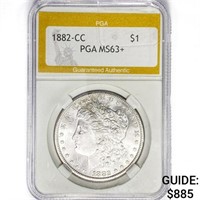 1882-CC Morgan Silver Dollar PGA MS63+