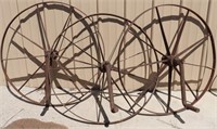 3) 35" Diameter steel wheels with offset Axles