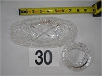 CUT GLASS BUTTER DISH & ASHTRAY - POSSIBLY CRYSTAL