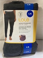 Lolë Ladies Lounge Pant, Dark Grey & Mauve Large