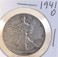 1941 D  Walking Liberty Silver Half Dollar