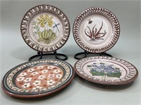 4 European Ceramic Floral Plates VTG