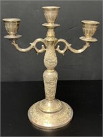 Antique Ornate Silver Plate Candelabra 3 Arm