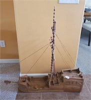 Large Oak Sail Ship Model42" X 41"