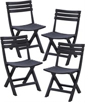 BOOSDEN Folding Plastic Chairs 4 Pack  Black
