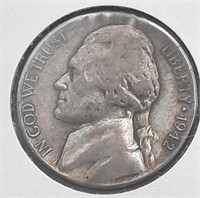 1942 S Jefferson Silver War Nickel