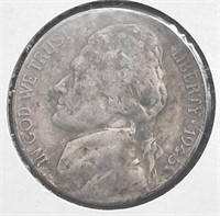 1945 D Jefferson Silver War Nickel