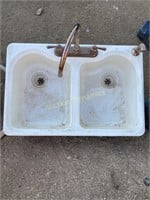Cast Iron Double Well Sink w/ fixtures