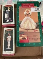 Two Keepsake Barbie Ornaments & Stocking Hanger