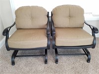 (2) Metal Patio Chairs w/Cushions