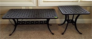 Metal Patio Coffee Table & Matching Side Table