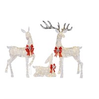 Set Of 3 LED Deer Family Christmas Decorations