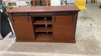 RUSTIC BARN DOOR STYLE CONSOLE CABINET, 65"X18"X36