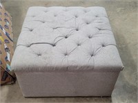 Grey Tufted Ottoman W/Storage