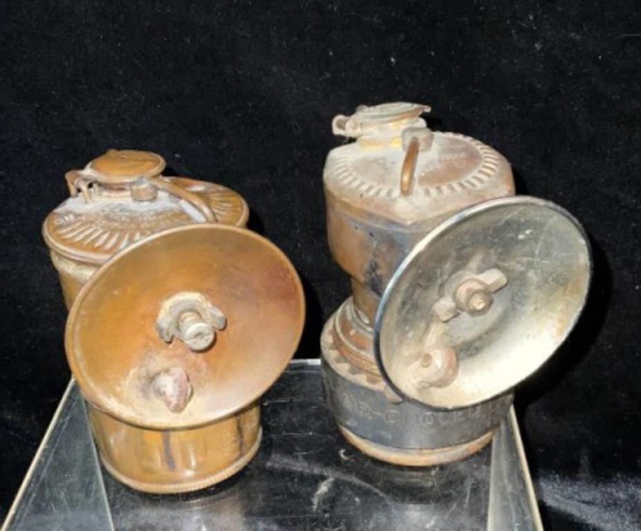 2 Early Carbide Mining Lamps