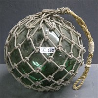 Large Early Green Glass Fishing Float - 16" Round
