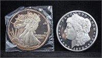 Two Paperweights (One Morgan; One Walking Liberty)