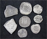 Eight (8) Spanish 2 and 4 Reales, silver, mid 1700