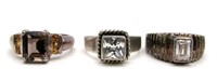 (3) SQUARE/RECTANGLE CUT GEM RINGS