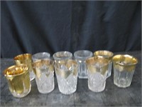 CUT GLASS GLASSES WITH GOLD TRIM