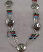 Native American S/S 4-Strand Sun God Necklace