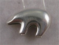 Southwest 3-D Sterling Silver Bear Necklace