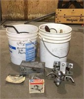 2 five gal buckets of misc. tools and supplies