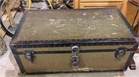 Vintage military locker box with metal bands