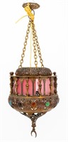 Moroccan Style Pierced Brass Hanging Lantern