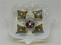 Antique Early American Pressed Goofus Glass Bowl