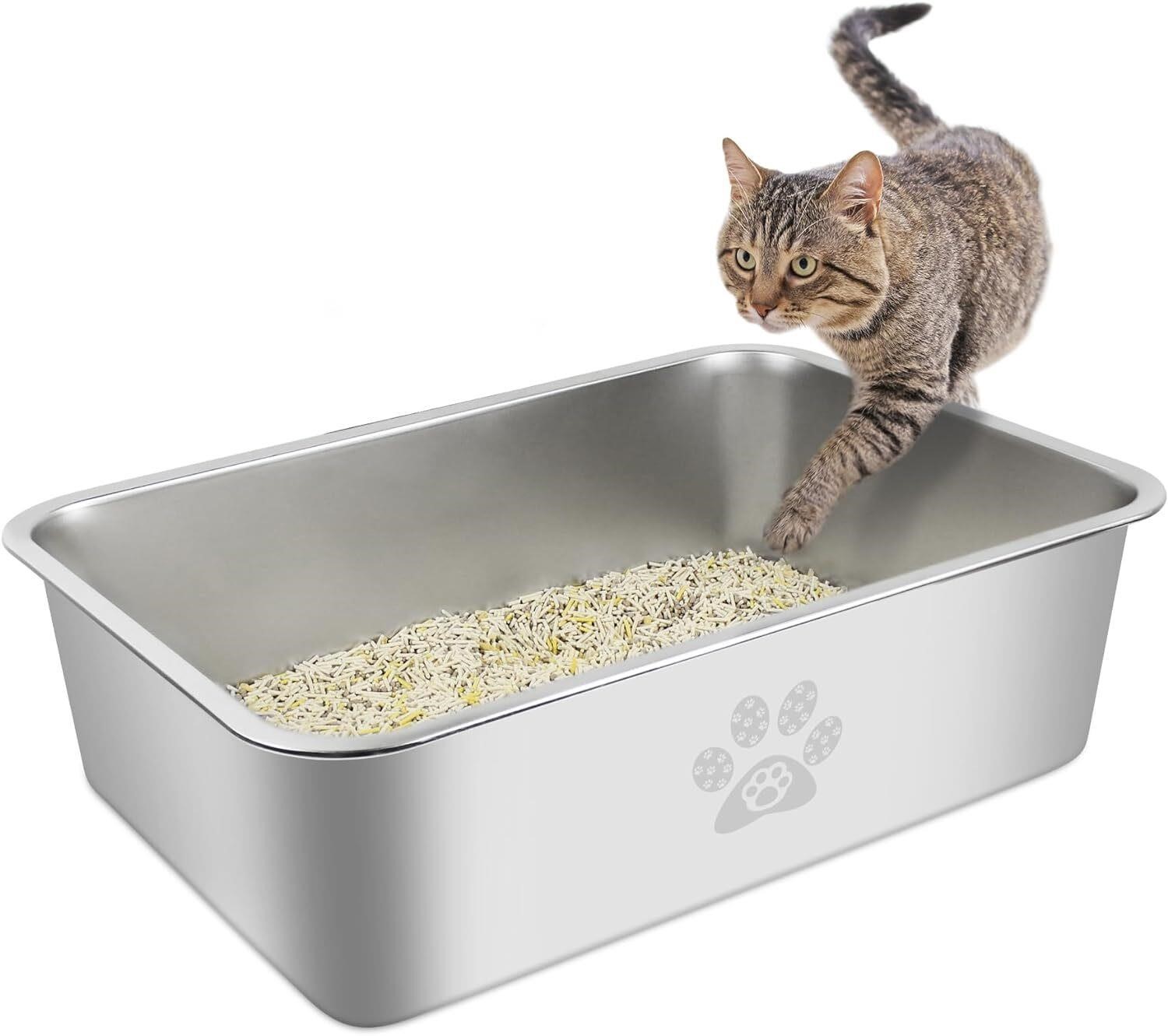 $38  PWTAA SS Cat Litter Box 15.7x11.8x3.9ft