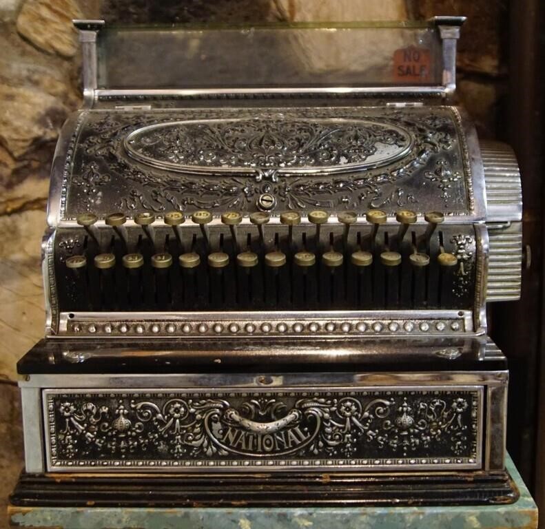 Antique Nickel plated National cash register