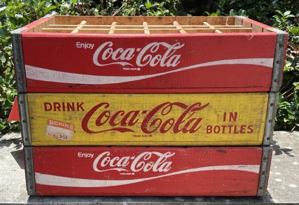 Three Vintage Coca-Cola Bottle Crates