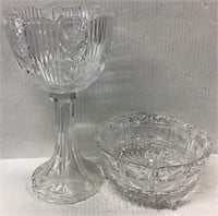 CRYSTAL TALL COMPOTE AND BOWL