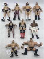 (JT) 9 WWF Action Figures Including 1999 Booker T,