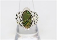 Ring Size 8.25 Abalone Sterling Silver