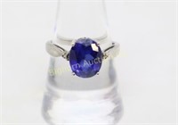 Ring Size 9 Sterling Silver Blue Stone