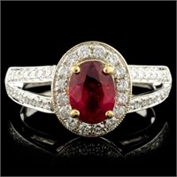 18K Gold 1.08ct Ruby & 0.55ctw Diamond Ring