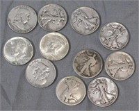 (11) Silver Half Dollars Includes (7) Walking