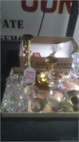 BRASS CANDLE HOLDERS/MISC GLASS CANDLE HOLDERS