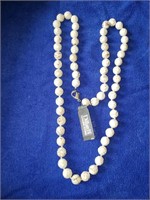 White Faceted Genuine Stone Necklace