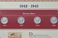 4 Mercury Dime Coin and Stamp Collection