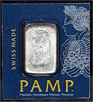 1 Gram .9995 Platinum PAMP Bar in Assay Card