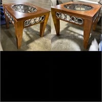 2 - glass/wood end tables