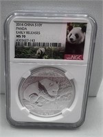 2016 NGC MS70 1 Oz. 999 Silver Panda Round