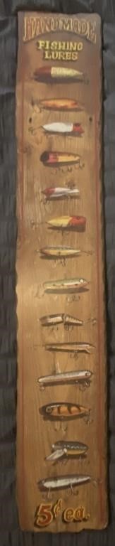 FISHING LURES PRINT ON WOOD PLANK