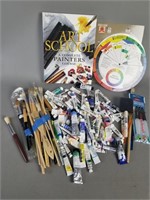 Artist's Paint,Brushes, Book and Color Wheels